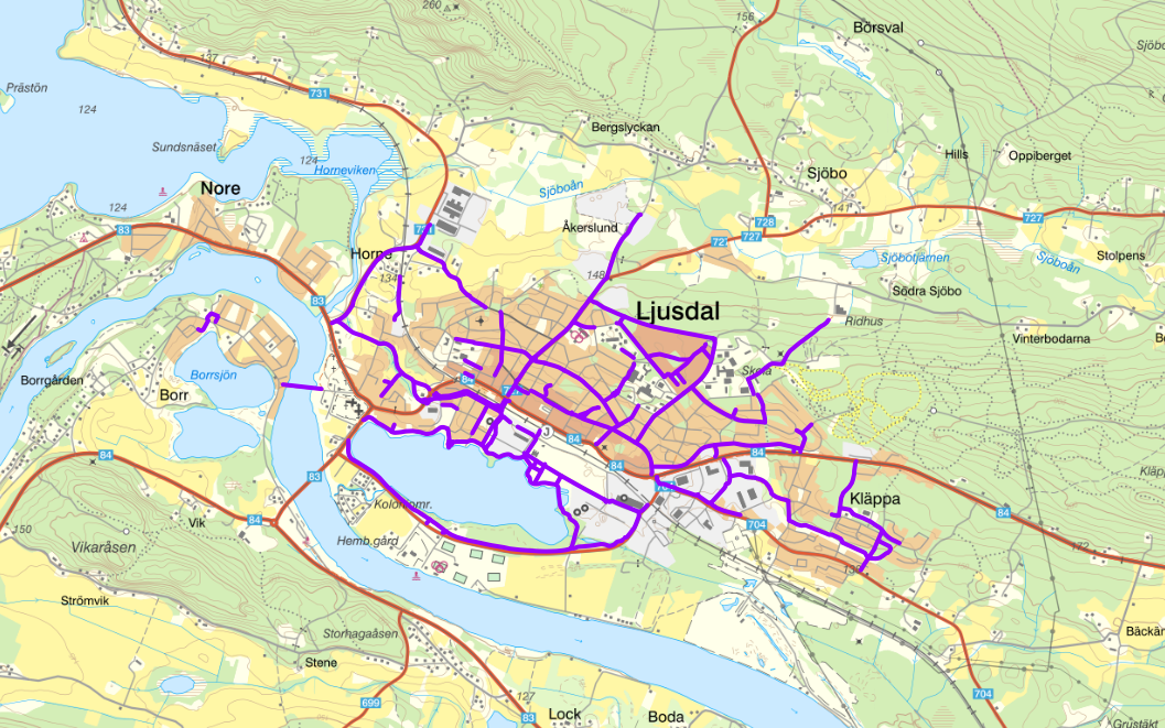 Karta - Gång- och cykelvägar